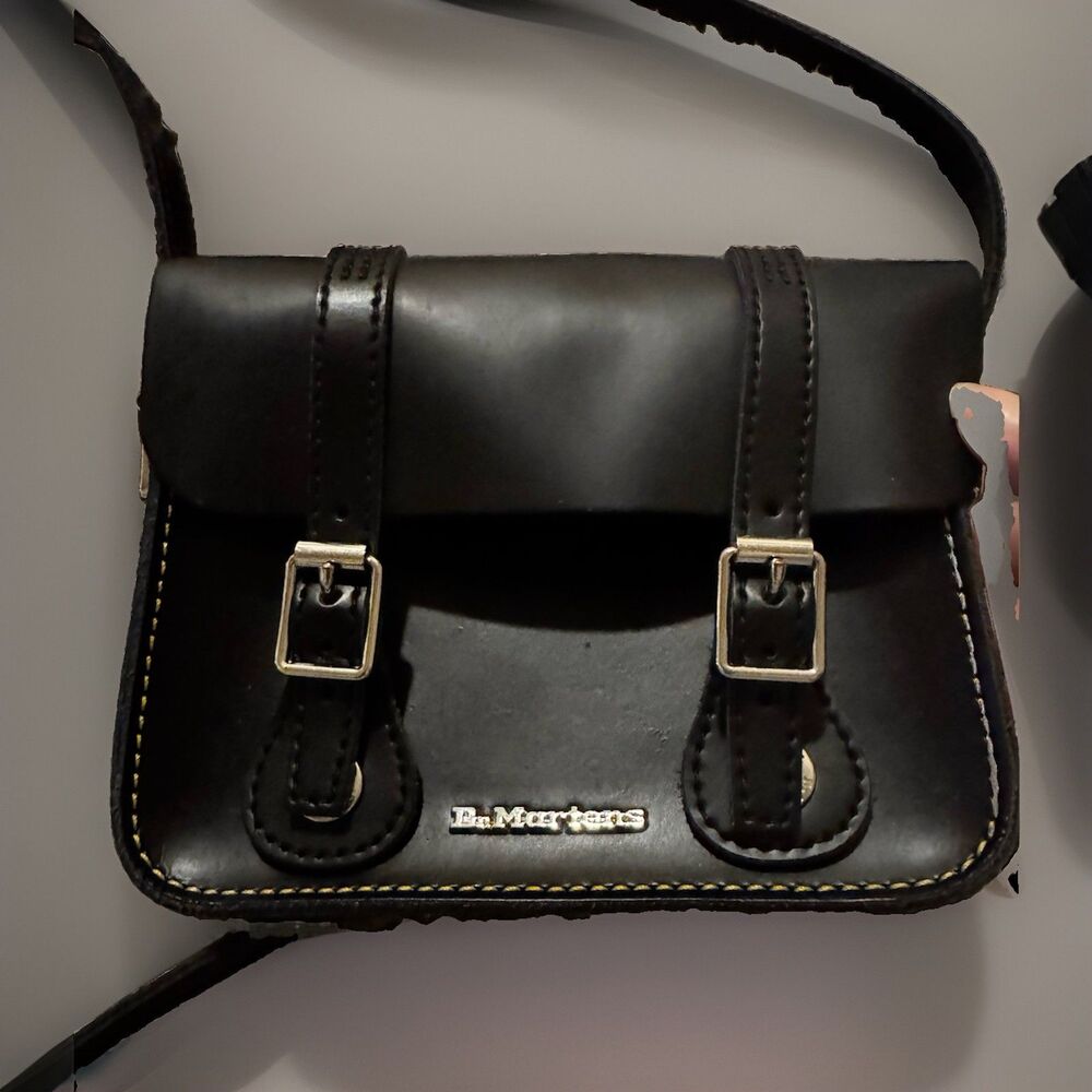 EUC Dr. Martens 7 Inch Black Leather Satchel Crossbody Mini Bag